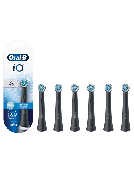 CB-6 Oral-B iO Ultimate Clean Black XL nomaināmie pieaugušo zobu birstes uzgaļi. 6 gab.