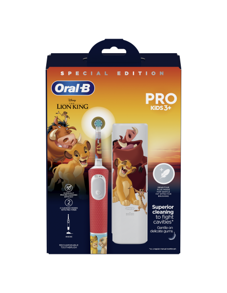 D103.413.2KX Vitality PRO Kids 3+ Lion King Elektrinis Dantų Šepetėlis + Kelioninis Dėklas