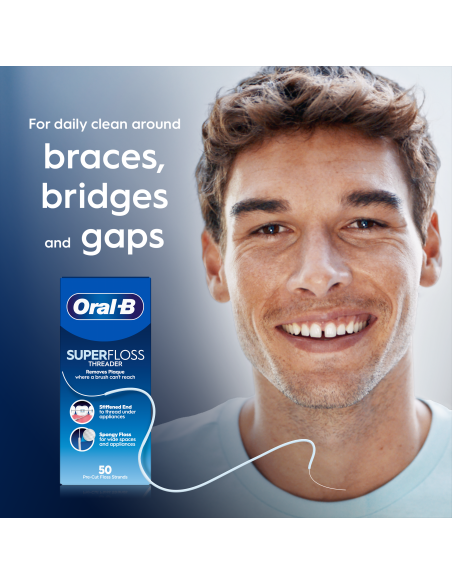 Oral-B Super Sukarpytas Dantų Siūlas, 50 vnt.