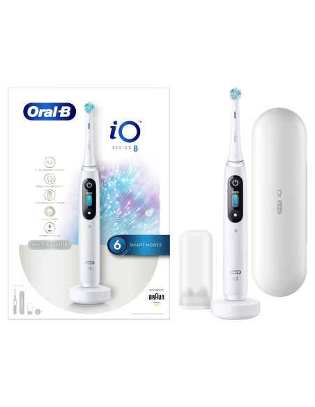 iOM8.1A1.1BD Oral-B iO8 Elektrinis Dantų Šepetėlis White Alabaster