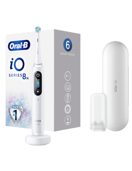 iOM8.1A1.1BD Oral-B iO8 Elektrinis Dantų Šepetėlis White Alabaster