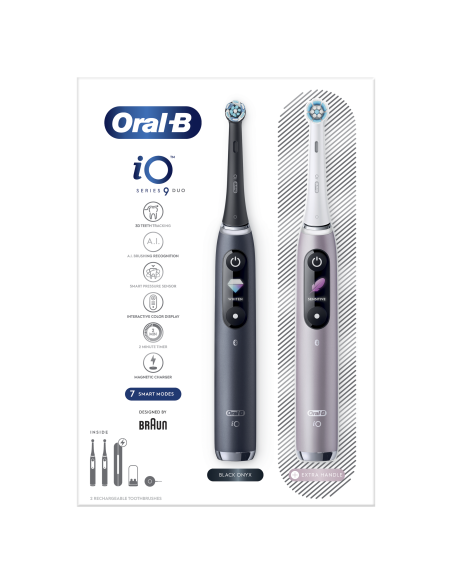iOM9D.2J2.2AD Oral-B iO9 Duo Elektrinis Dantų Šepetėlis Black Onyx/ Rose