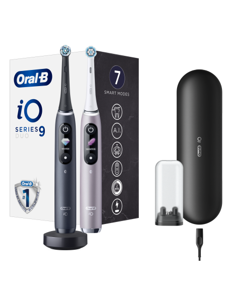 iOM9D.2J2.2AD Oral-B iO9 Duo Elektrinis Dantų Šepetėlis Black Onyx/ Rose