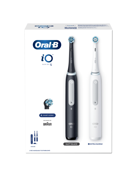 iOG4d.2J6.2K Oral-B iO4 Elektrinis Dantų Šepetėlis Duo Pack Matt Black+Quite White