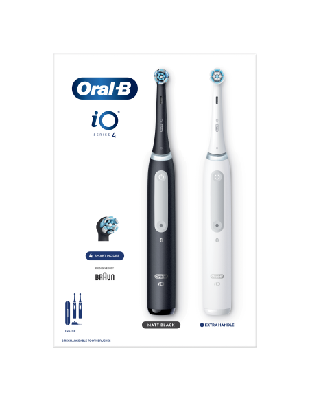 iOG4d.2J6.2K Oral-B iO4 Elektrinis Dantų Šepetėlis Duo Pack Matt Black+Quite White