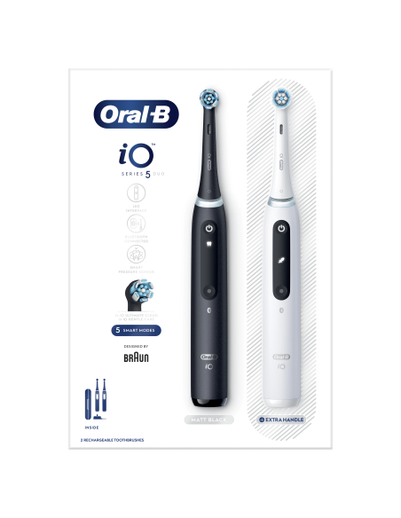 iOG5d.2J6.2K Oral-B iO5 Elektriskā Zobu Birste Duo Pack Matt Black+Quite White