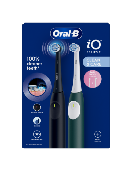 iOS2d.2ZZ9.0 Oral-B iO2 Elektrinis Dantų Šepetėlis Duo Night Black and Green Forest