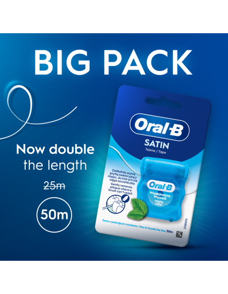Oral-B Satin Tape Mint Vahatatud Hambaniit 50 m