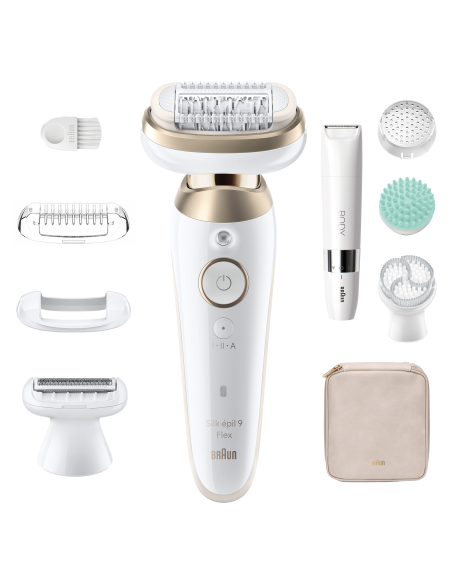 SES9-481 3D Braun Silk•épil 9 Flex SkinSpa Epiliatorius  + BS1000 minitrimmer BODY