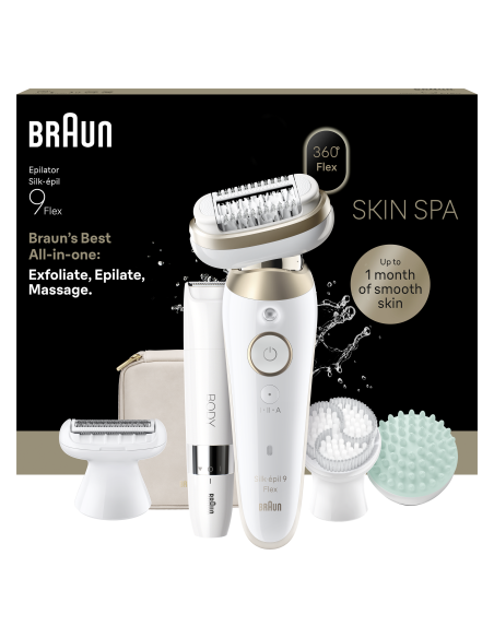 SES9-481 3D Braun Silk•épil 9 Flex SkinSpa Epiliatorius  + BS1000 minitrimmer BODY