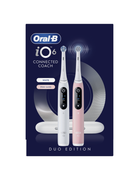 Oral-B iO6 Duo Pack elektriline hambahari White + Pink Sand Extra käepide +TC