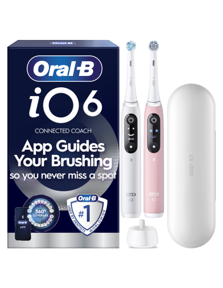 Oral-B iO6 Duo Pack elektriline hambahari White + Pink Sand Extra Käepide +TC