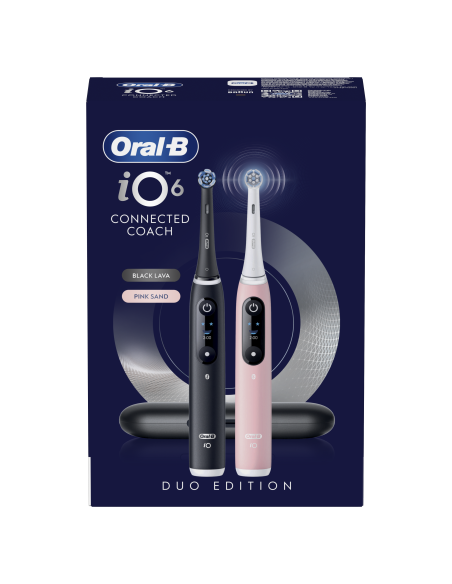 Oral-B iO6 Duo Pack elektriline hambahari Black + Pink Sand Extra Käepide +TC