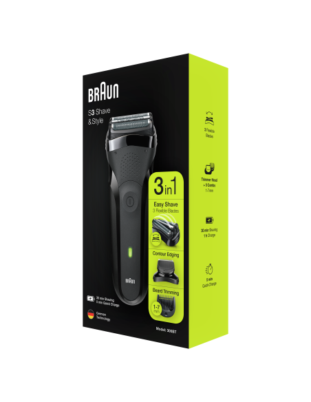 300BT Series 3 Shave & Style skuveklis trīs vienā ar precīzu trimmeri un piecām ķemmēm
