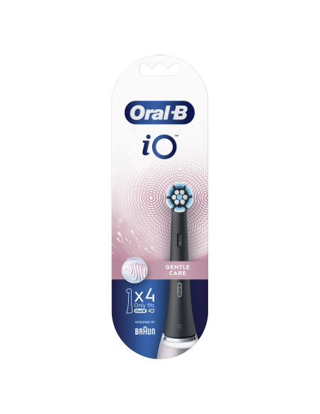 SB-4 Oral-B iO Gentle Care Black nomaināmie pieaugušo zobu birstes uzgaļi. 4 gab.