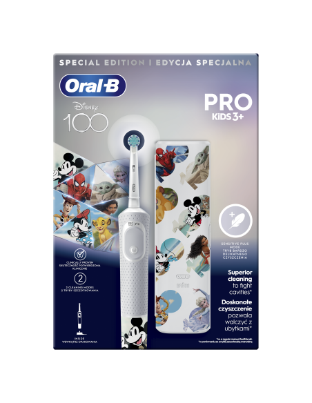 D103.413.2KX_D Vitality PRO Kids 3+ Disney 100 Elektrinis Dantų Šepetėlis + Kelioninis Dėklas