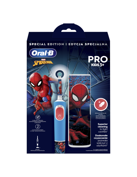 D103.413.2KX Vitality PRO Kids 3+ Spiderman Elektrinis Dantų Šepetėlis + Kelioninis Dėklas