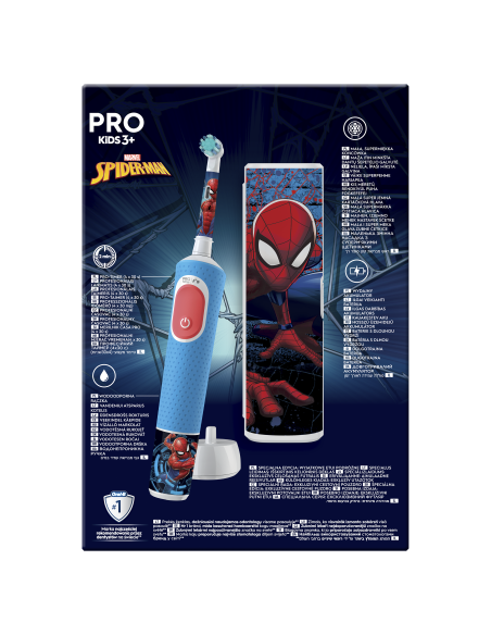 D103.413.2KX Vitality PRO Kids 3+ Spiderman Elektrinis Dantų Šepetėlis + Kelioninis Dėklas