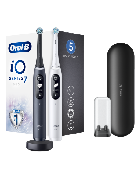 iOM7D.2H2.2BD Oral-B iO7 Duo Pack  Elektrinis Dantų Šepetėlis White/ Black Onyx