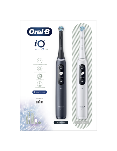 iOM7D.2H2.2BD Oral-B iO7 Duo Pack  Elektrinis Dantų Šepetėlis White/ Black Onyx