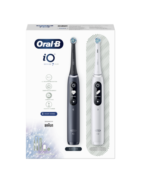iOM7D.2H2.2BD Oral-B iO7 Duo Pack  Elektrinis Dantų Šepetėlis White/ Black Onyx