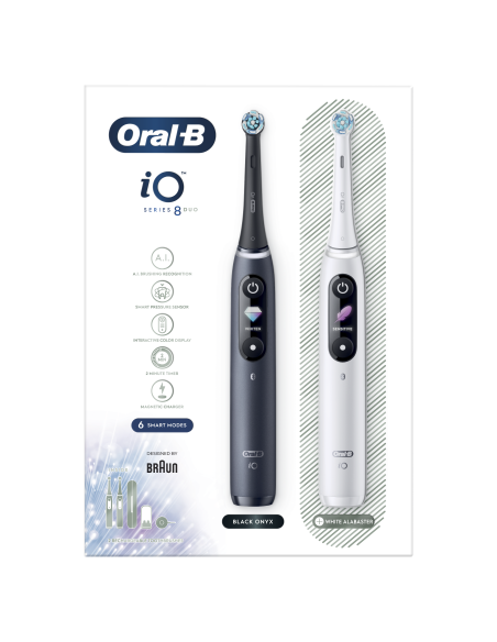 iOM8d.2H2.2BD Oral-B iO8 Elektrinis Dantų Šepetėlis Duo Black/White
