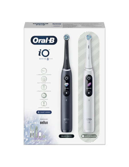iOM8d.2H2.2BD Oral-B iO8 Elektrinis Dantų Šepetėlis Duo Black/White