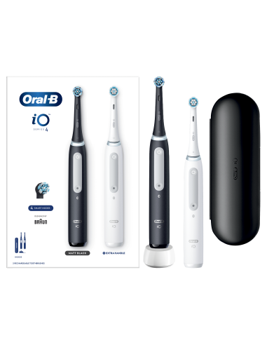 iOG4d.2J6.2K Oral-B iO4 Elektrinis Dantų Šepetėlis Duo Pack Matt Black+Quite White