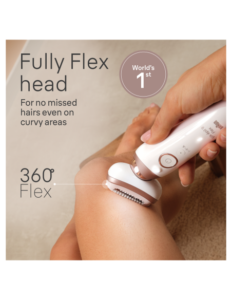 SES9-360 3D Braun Silk•épil 9 Flex Epilators + FS1000 Miniskuveklis FACE