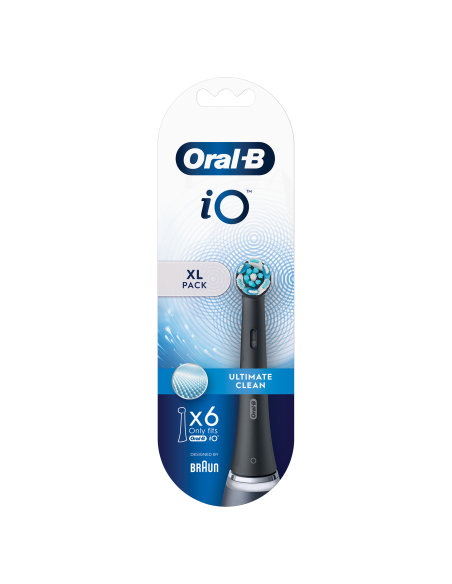 CB-6 Oral-B iO Ultimate Clean Black XL nomaināmie pieaugušo zobu birstes uzgaļi. 6 gab.