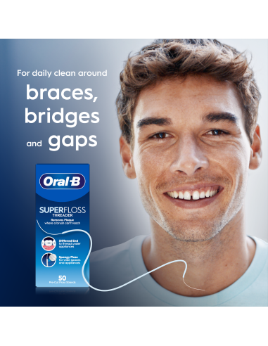 Oral-B Super Sukarpytas Dantų Siūlas, 50 vnt.
