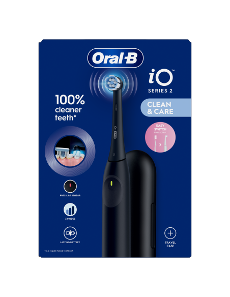 iOS2.1D9.2K Oral-B iO2 Elektriskā Zobu Birste Night Black + Ceļojuma Futrālis